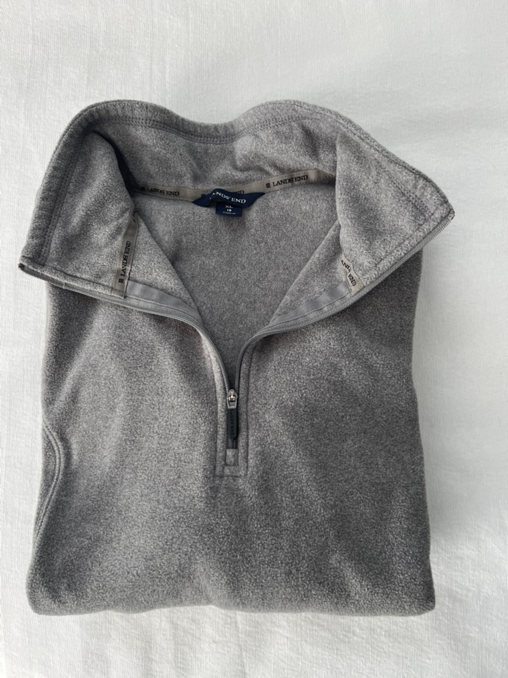 Lands' End Women’s Light Gray Quarter-Zip Fleece Pullover Sz XL/18